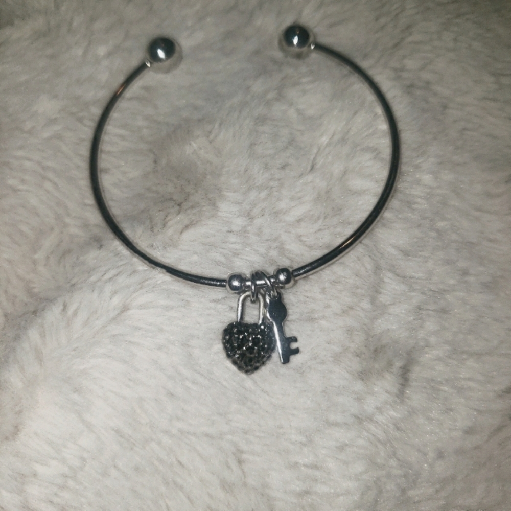 Silver Heart and Key Bracelet